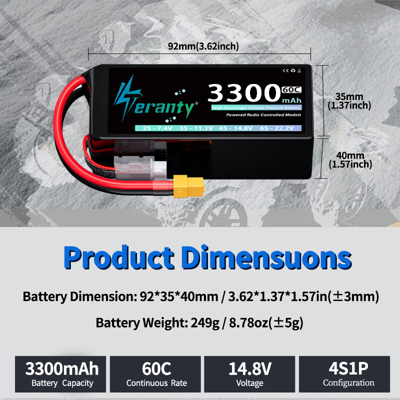 Batería Lipo TERANTY 4S 3300mA - Drone Battery 4S reseña y precio