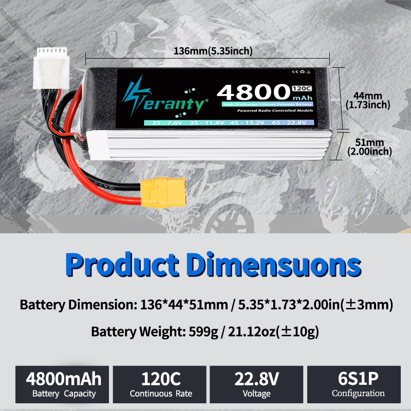 Batería Lipo TERANTY 6S 4800mA - Drone Battery Connector reseña y precio