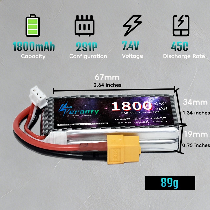 Batería Lipo TERANTY 2S 3S 4S  - Drone Battery 3S reseña y precio