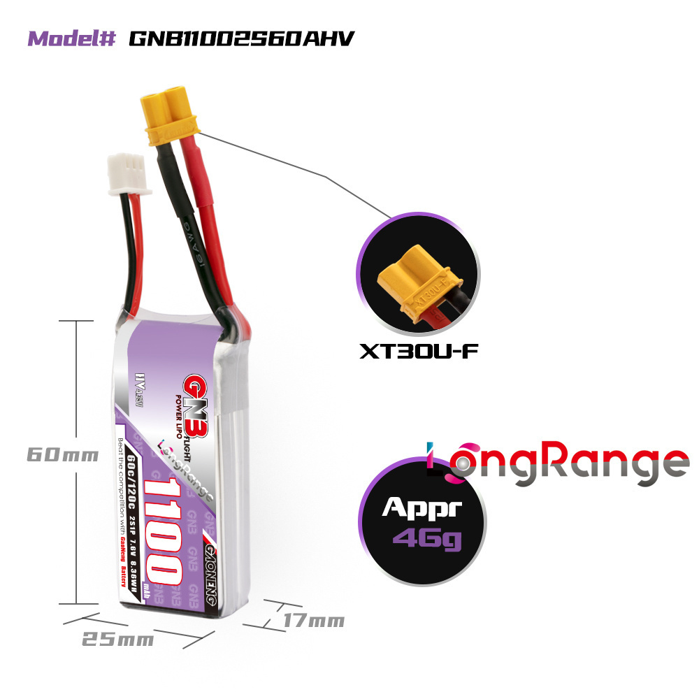 GNB 1100mAh 2S 3S 4S 6S 60C/12 - Drone Battery 3S reseña y precio