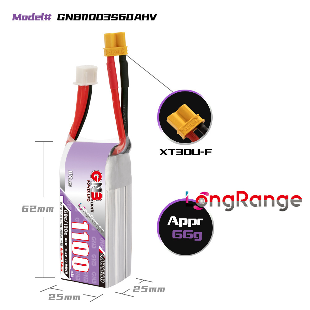 GNB 1100mAh 2S 3S 4S 6S 60C/12 - Drone Battery 3S reseña y precio